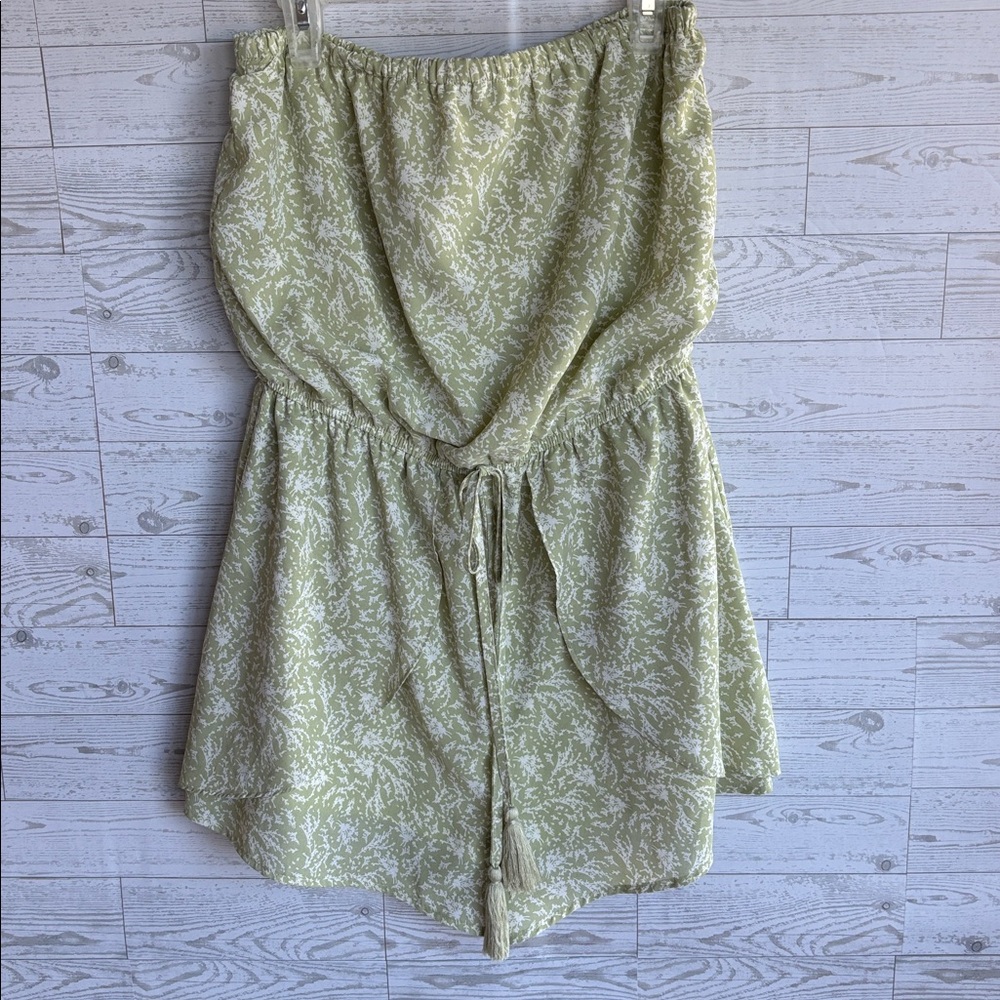 She‎ Sky strapless romper floral green tassels cottagecore coquette small